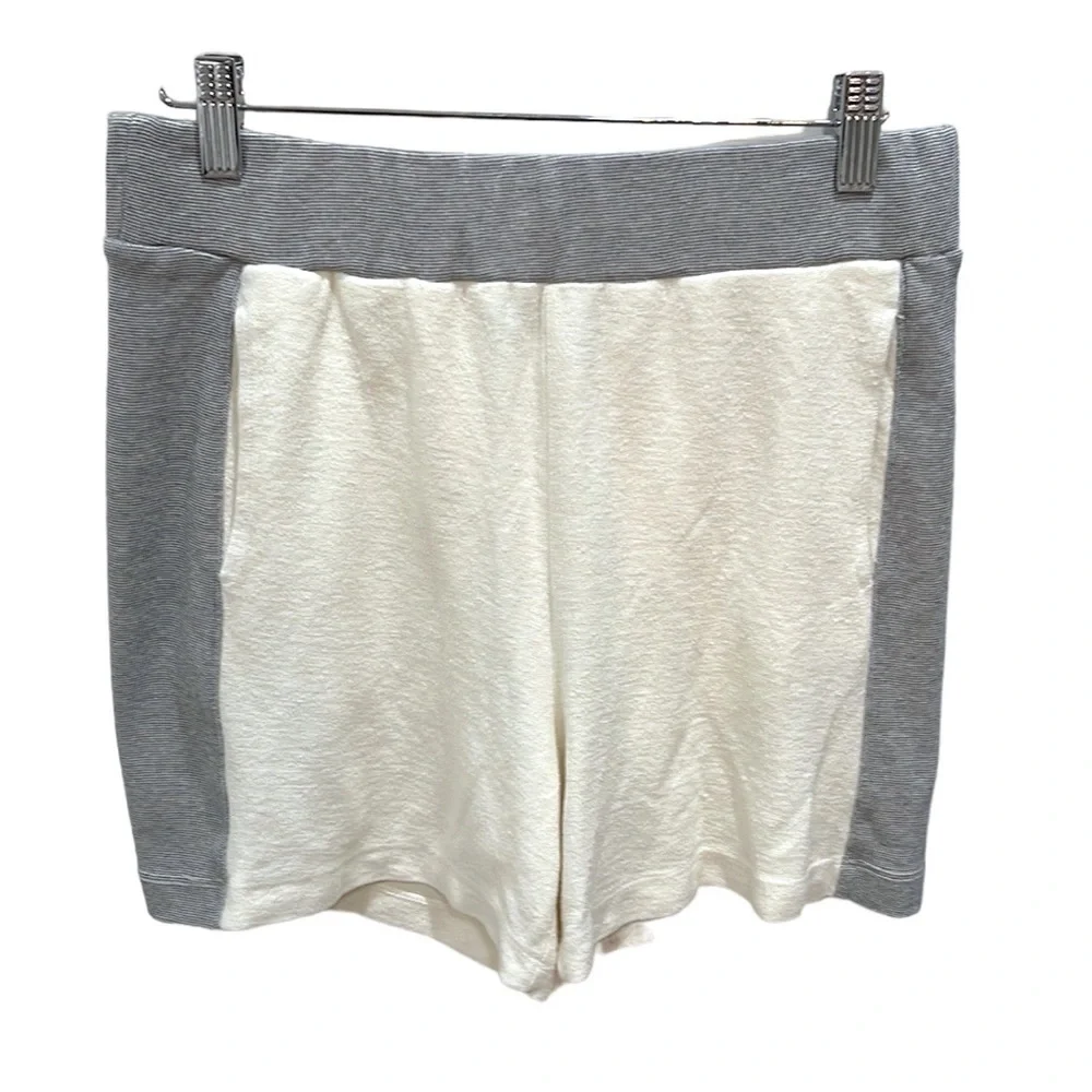 NWOT Monrow Brushed High Waisted Knit Shorts Cream Grey SZ S